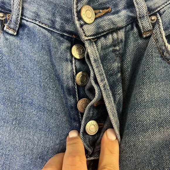 PacSun High Rise Straight Super Distressed Large Hole Button Fly Jeans Size 24 - Picture 4 of 11